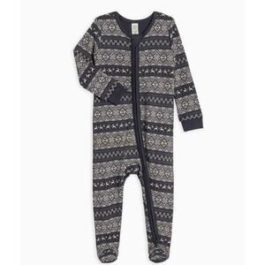 Colored Organics Peyton Zipper Sleeper in Fairisle Navy 6-12 Months